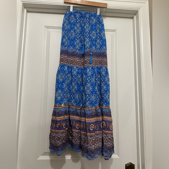 Bohemian Blue Maxi Skirt size small - Picture 1 of 4